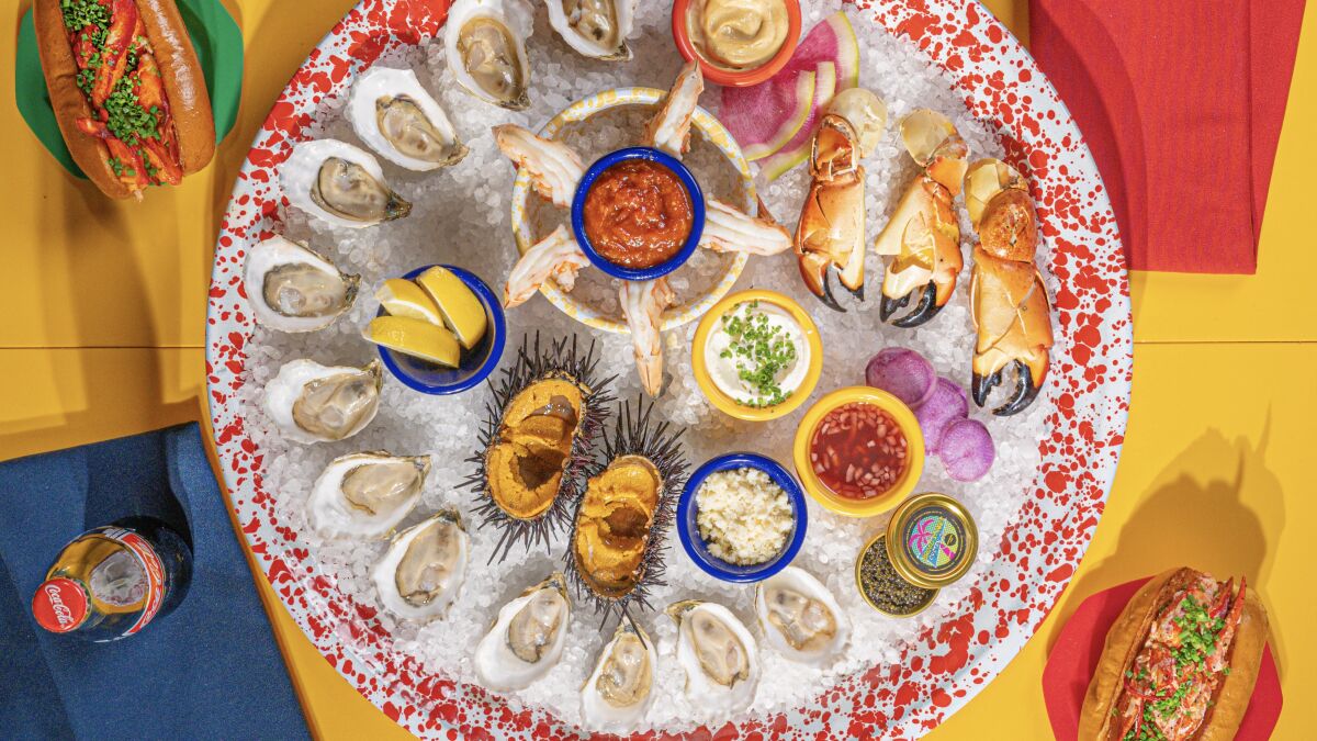 An overhead photo of a tray of raw oysters on ice from Broad Street Oyster Co.