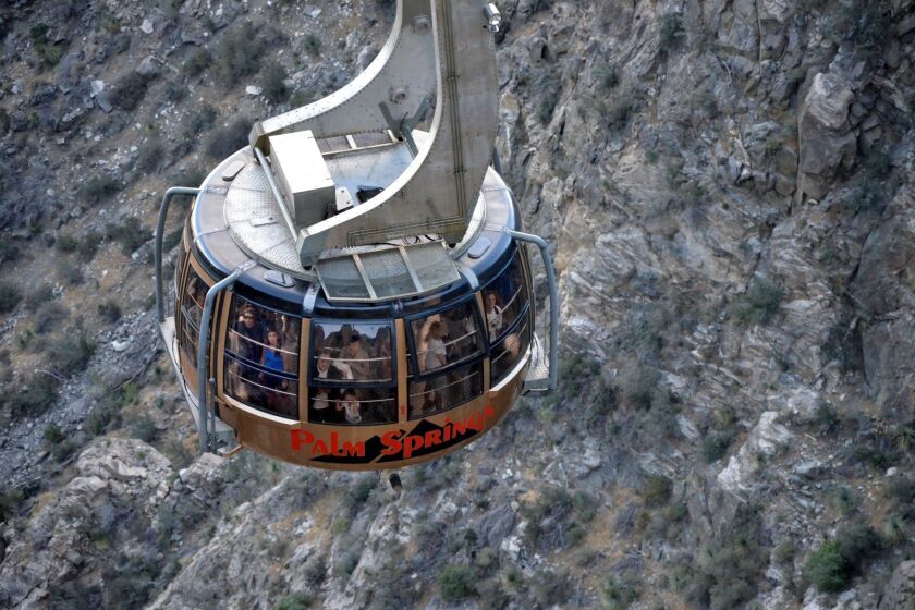 In 10 minutes, the Palm Springs Aerial Tramway whisks riders up the steep, rocky slopes of Mt. San Jacinto from 2,643 feet above sea level to 8,516 feet. At top, take in the view, hike or grab a bite.