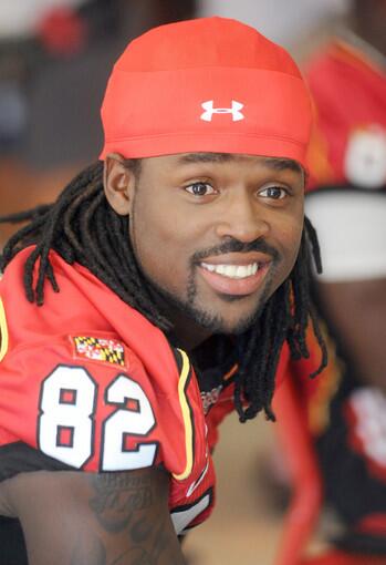 Torrey Smith smiles during Maryland media day. The Ravens selected Smith with the No. 58 pick in the 2011 NFL draft.
