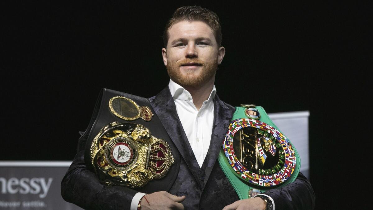Canelo Alvarez poses at Madison Square Garden in October 2018 prior to his fight with Rocky Fielding. Alvarez will face a tough challenge Saturday in Daniel Jacobs.