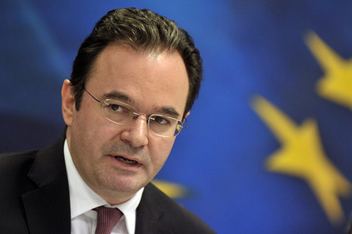 George Papaconstantinou, at the time Greece's finance minister, addresses a news conference in Athens on June 10.