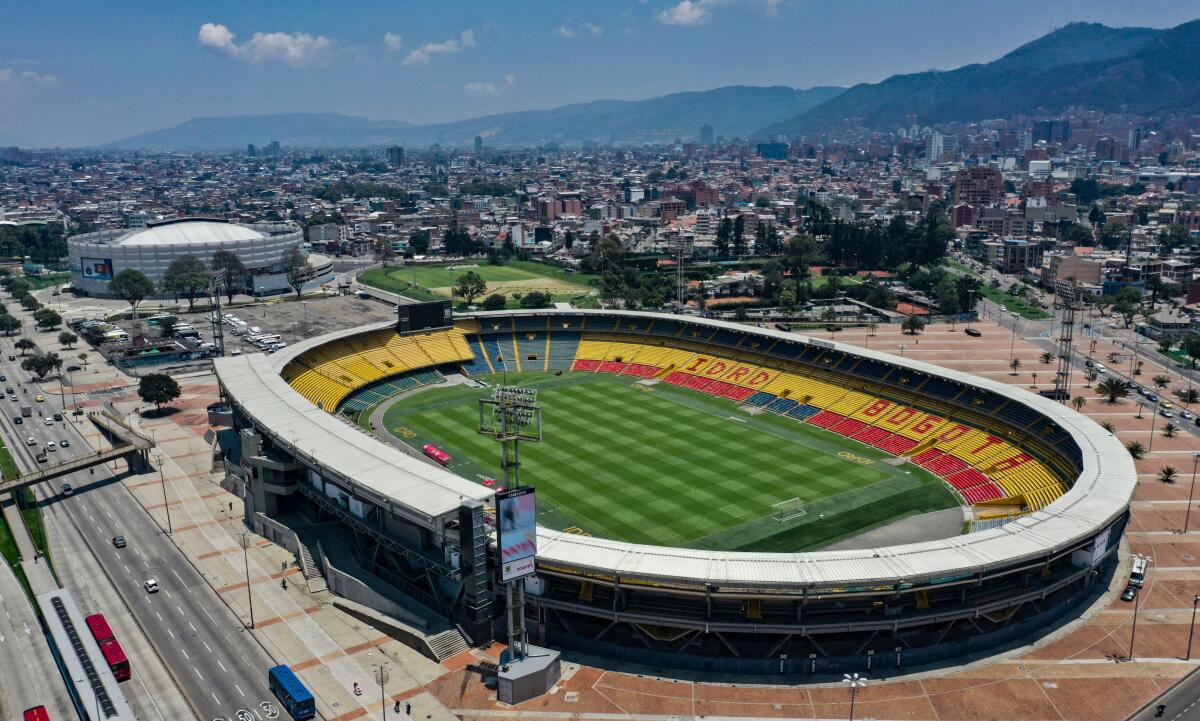 Aerial view of El Campin stadium in Bogota 