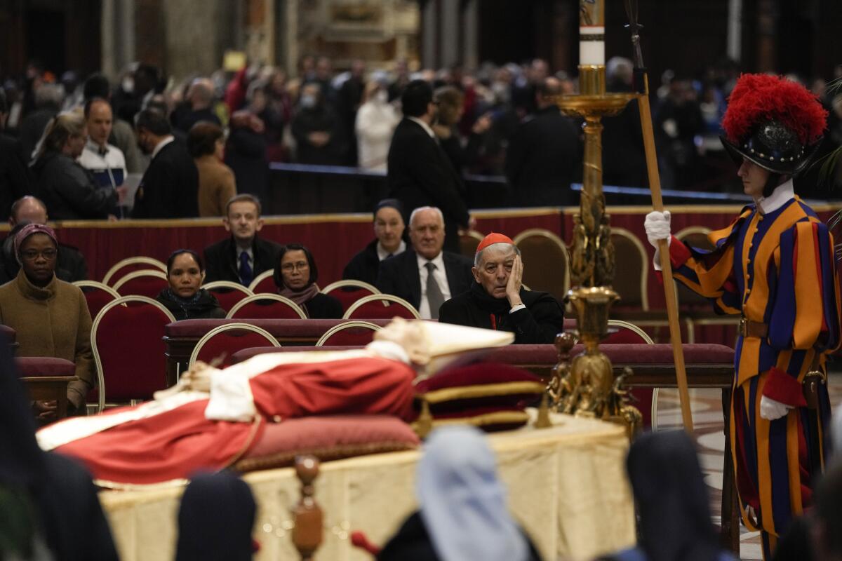 The body of Pope Emeritus Benedict XVI lies inside St. Peter's Basilica.