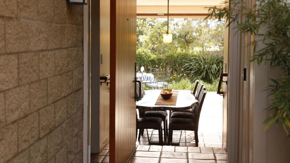 After entering through a pivot door, guests are greeted by the garden.
