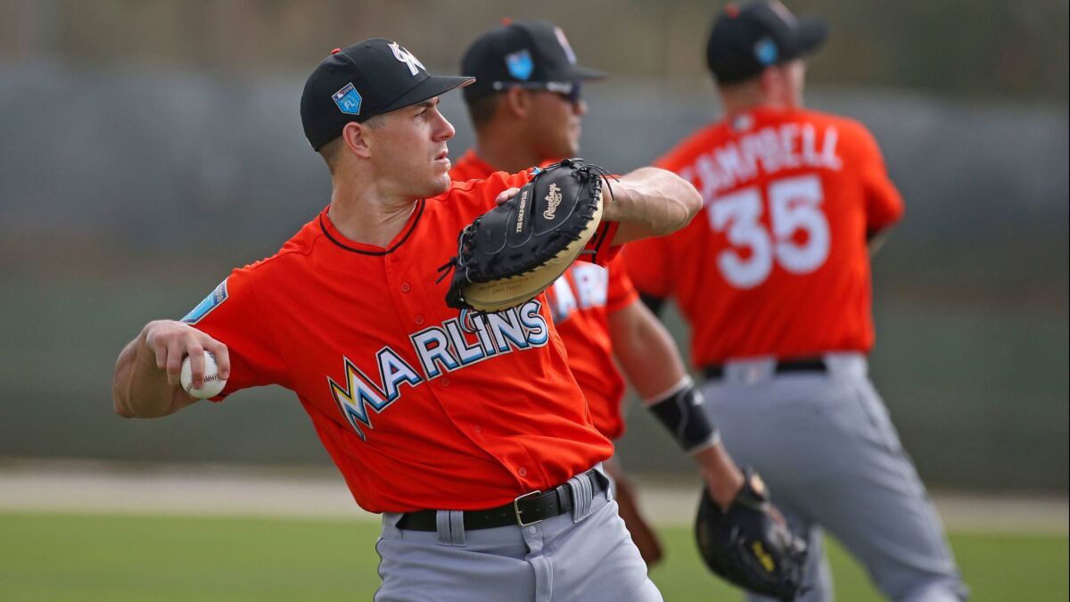 Lewis Brinson Sandy Alcantara Miami Marlins San Diego Padres 