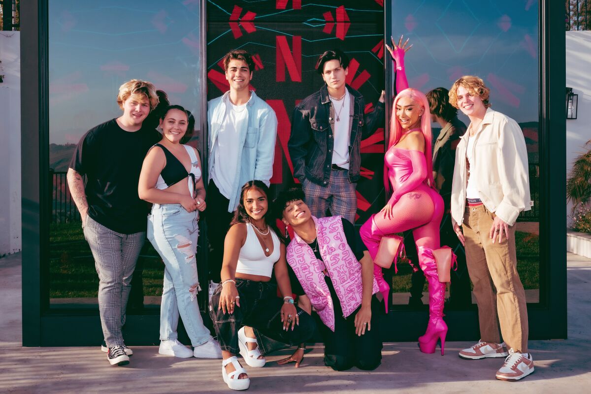 A photo of the eight members of the Hype House cast