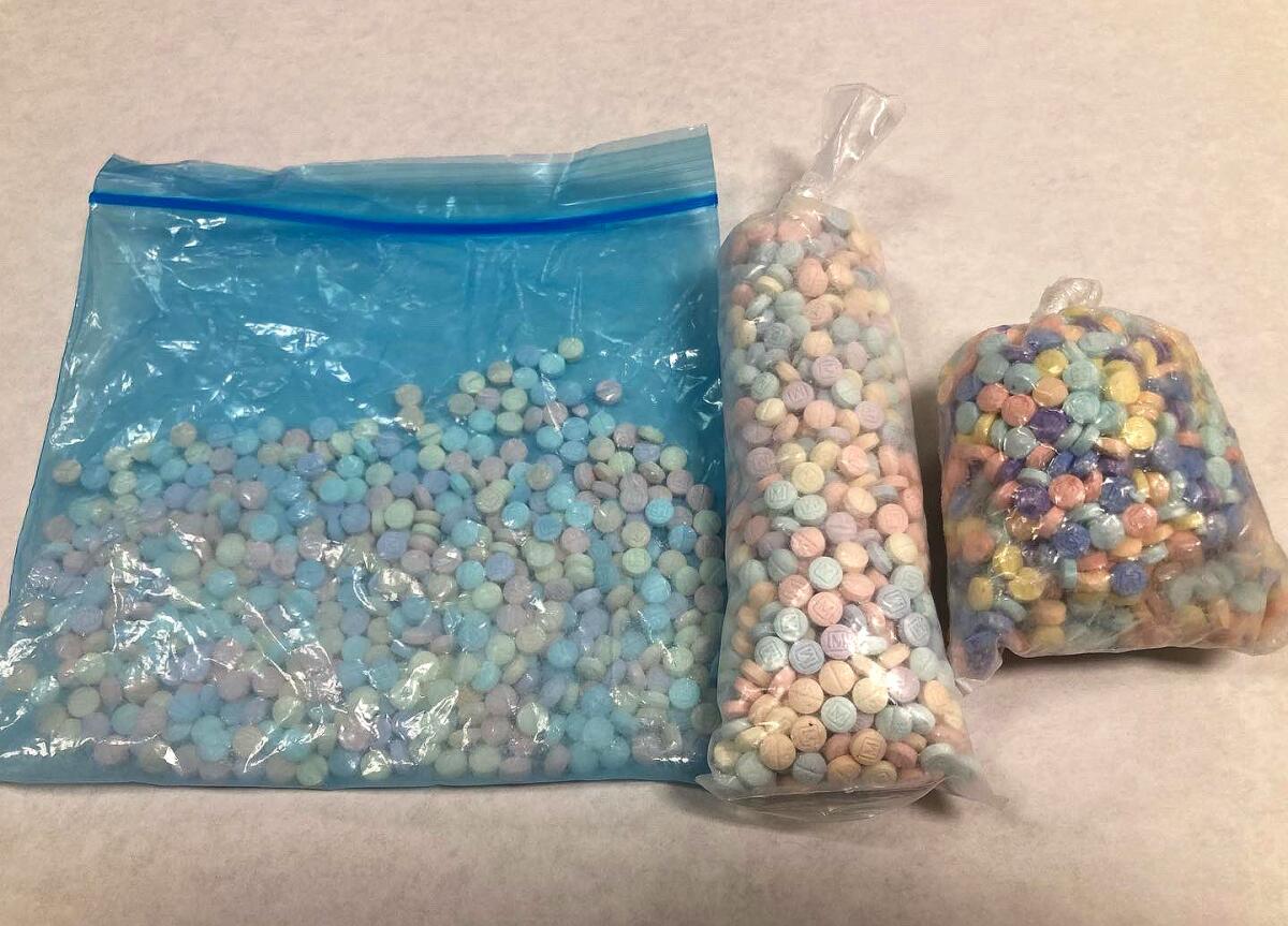 Bags of colorful pills.