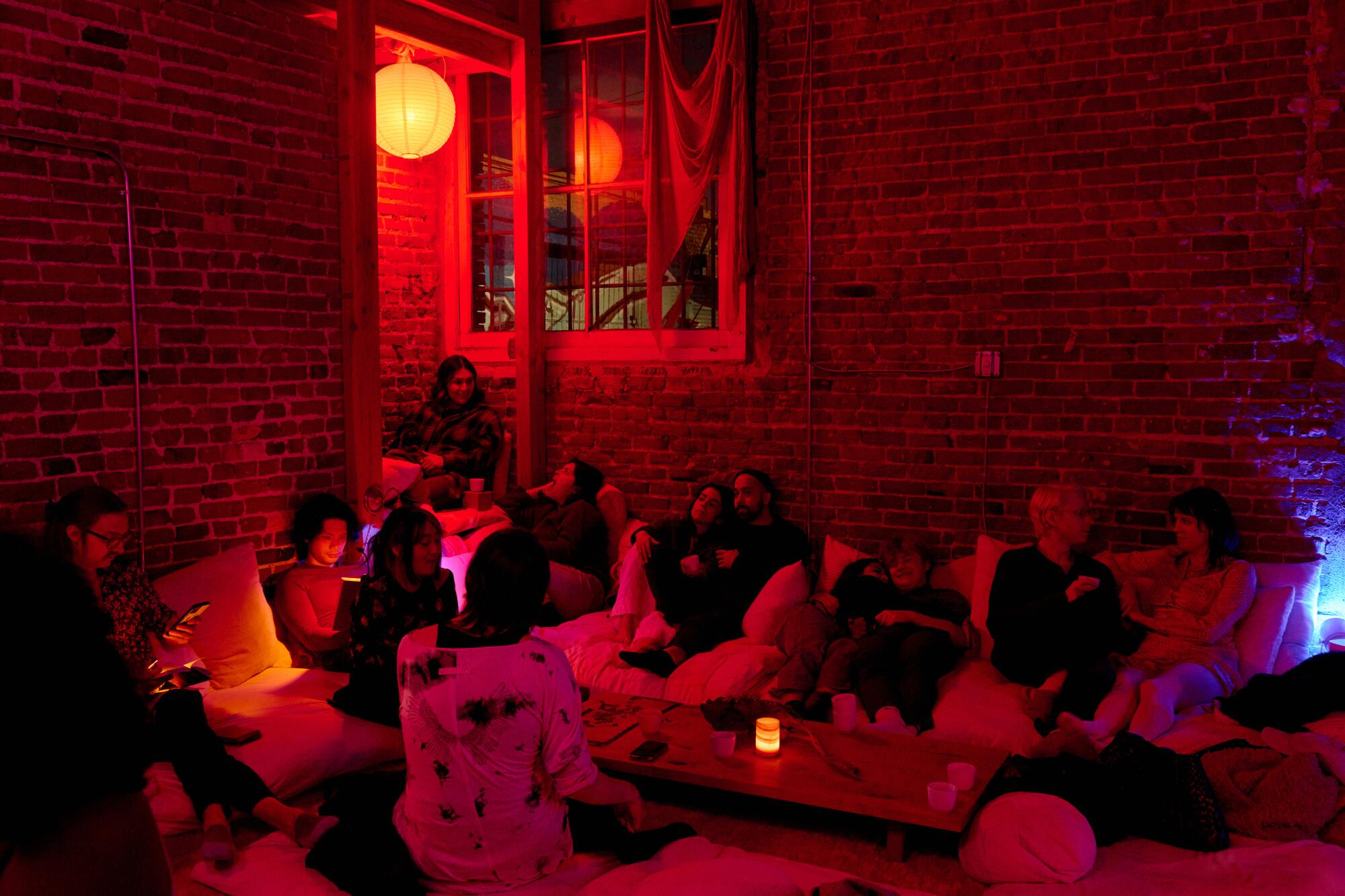 Guests socialize at Tea at Shiloh on a Saturday night.