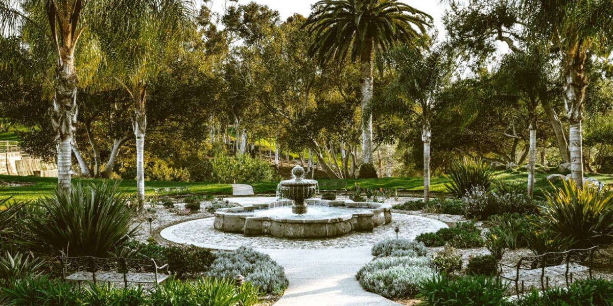 One of the many beautiful outdoor areas in Fairbanks Ranch Estates.