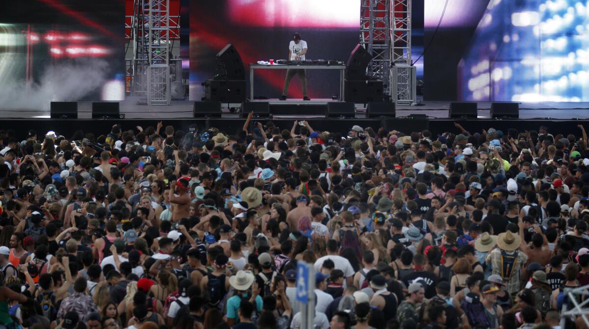 The crowd reacts to Baauer at this year's Hard Summer.
