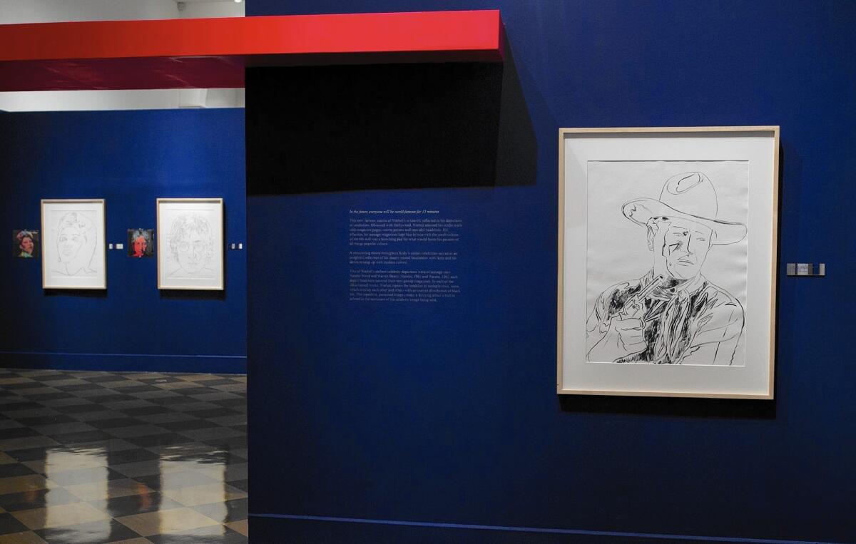 A drawing of John Wayne at the exhibit "The Late Drawings of Andy Warhol 1973-1987" at the Fullerton Museum Center.