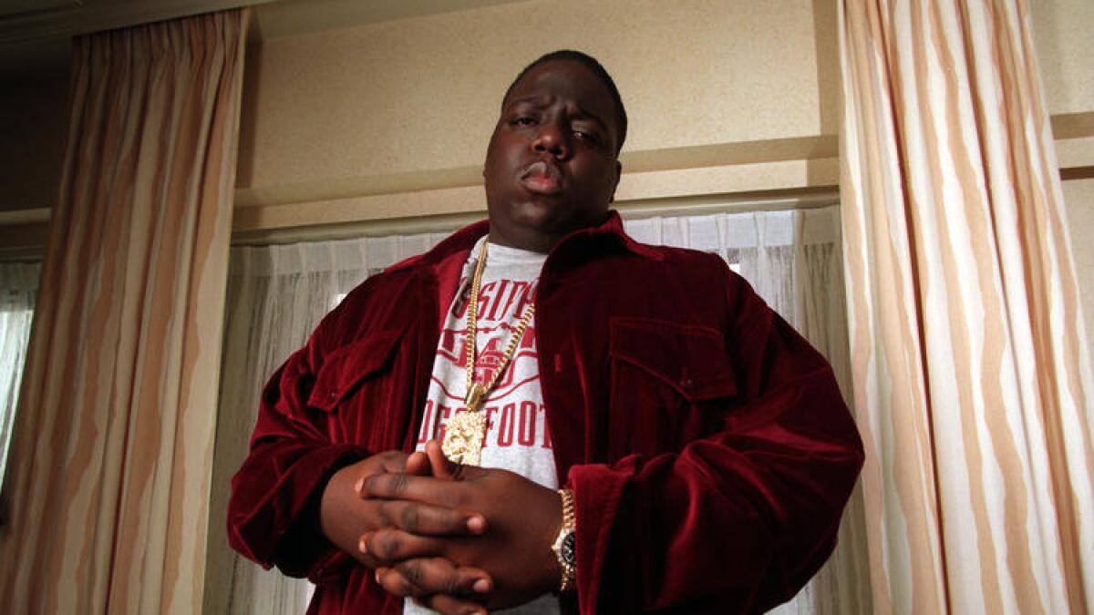 Notorious B.I.G. is seen in a Los Angeles hotel room in 1997.