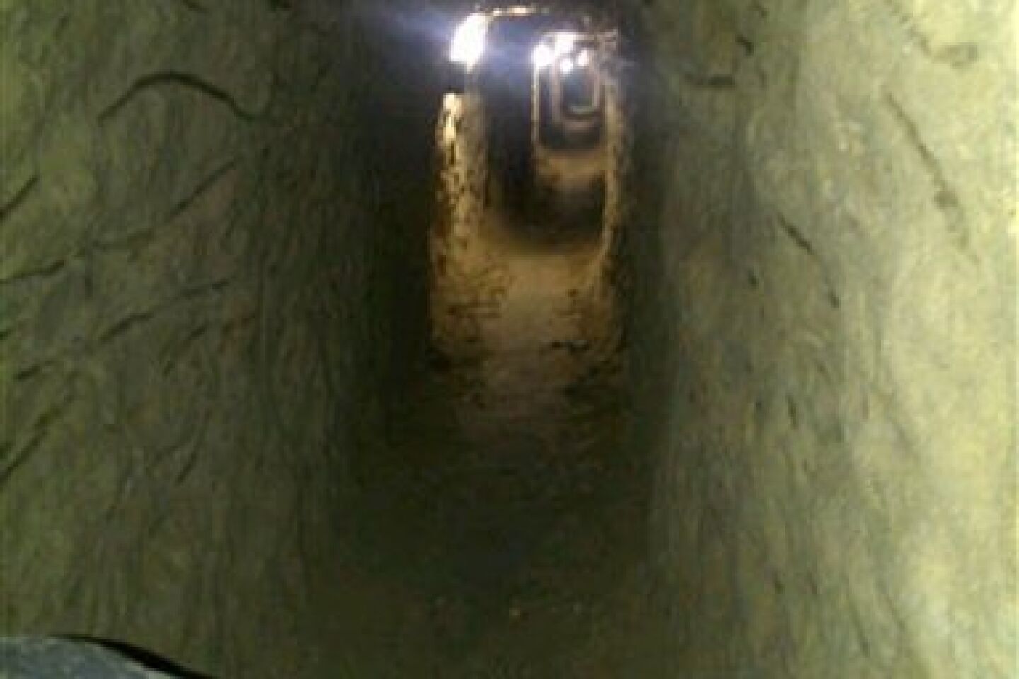 This image provided Thursday July 12, 2012, by the U.S. Immigration and Customs Enforcement shows a tunnel discovered by authorities designed to smuggle drugs into the United States, found in Tijuana, Mexico. An Immigration and Customs Enforcement spokeswoman said Thursday that the approximately 22