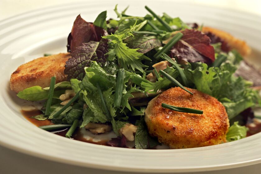 Pan-fried goat cheese salad.