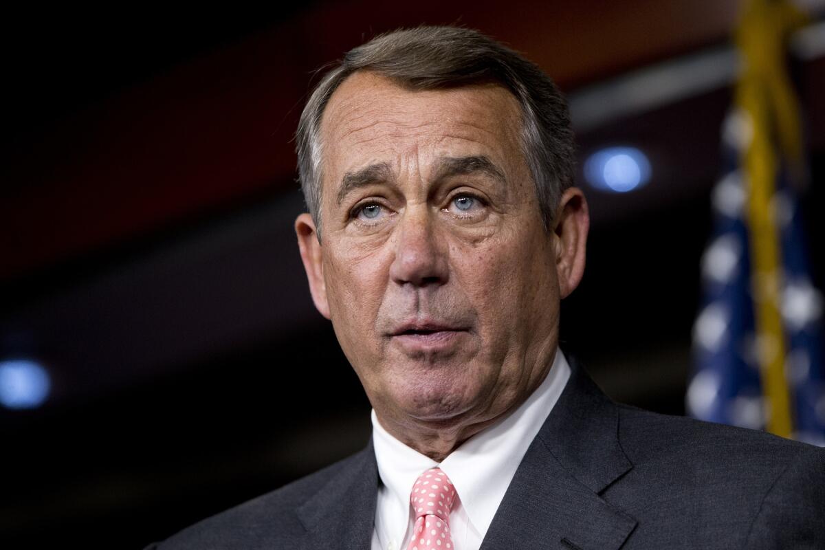 House Speaker John A. Boehner of Ohio speaks on Capitol Hill in Washington.