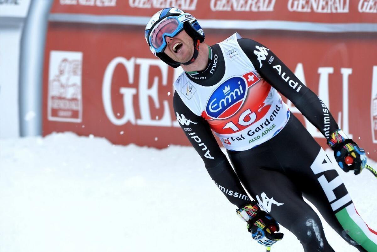 Werner Heel finishes the Super-G race of the Alpine Skiing World Cup in Val Gardena, Italy.