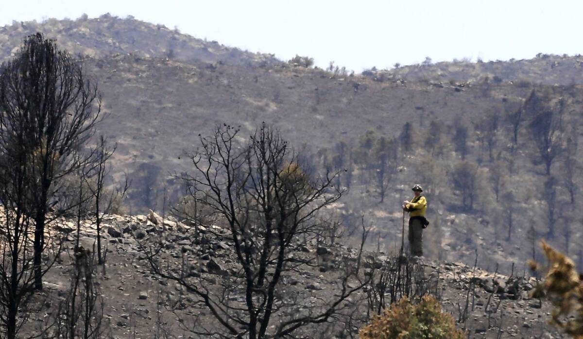 Fire crews mop up after the Yarnell Hill wildfire near Yarnell, Ariz. The blaze killed 19 members of the Granite Mountain Interagency Hotshot Crew.