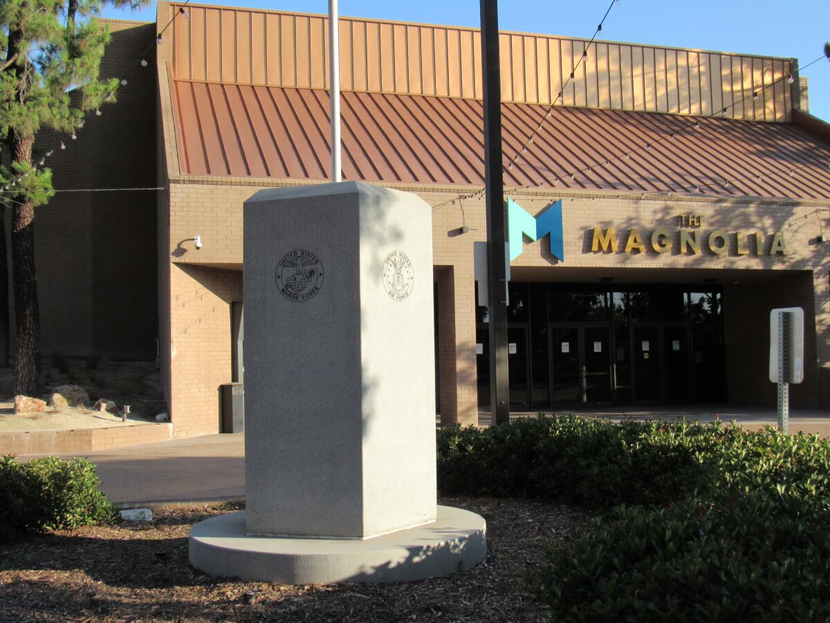 The El Cajon Veterans Memorial between City Hall and The Magnolia, may eventually be upgraded or replaced.