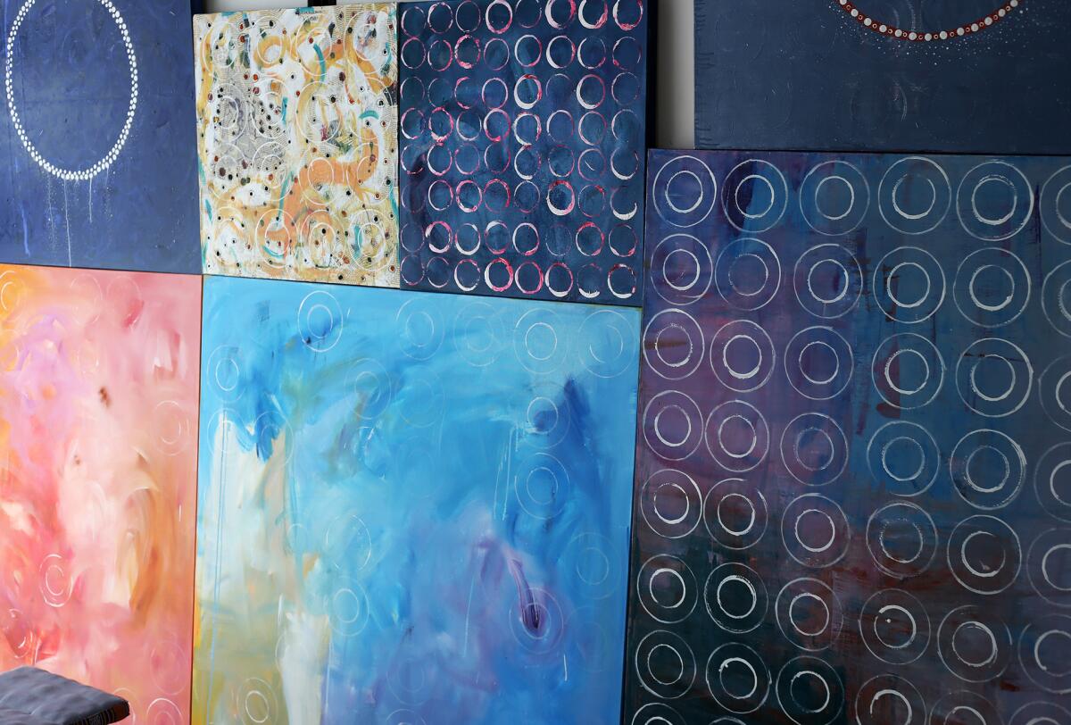 Artist Britt Michaelian uses acrylic paint, her paintings will be part of an upcoming exhibition.