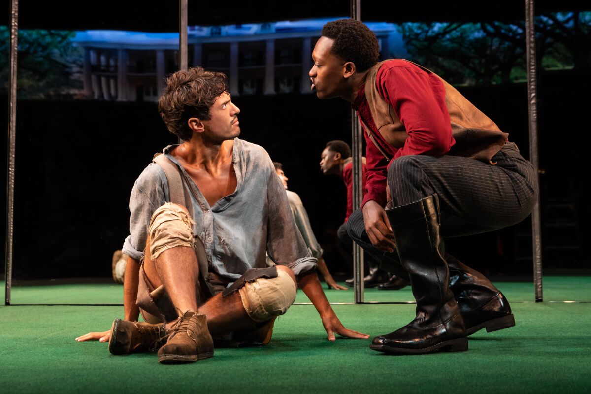 James Cusati-Moyer, left, and Ato Blankson-Wood as one of the interracial couples in Jeremy O. Harris' new play.