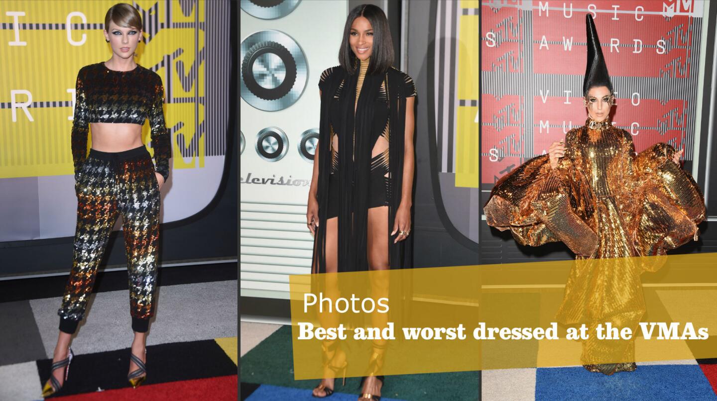 From left: Taylor Swift, Ciara and Z LaLa attend the 2015 MTV Video Music Awards in Los Angeles.