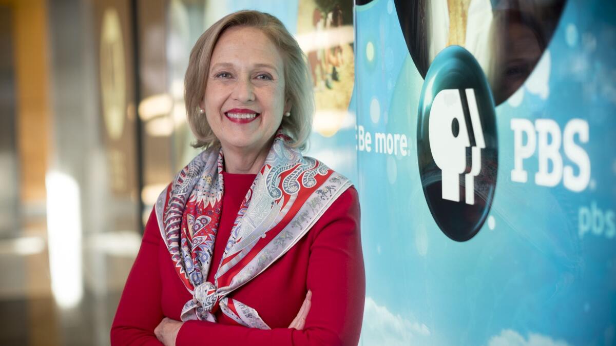 PBS Chief Executive Paula Kerger at the public TV service's corporate headquarters in Crystal City, Va.