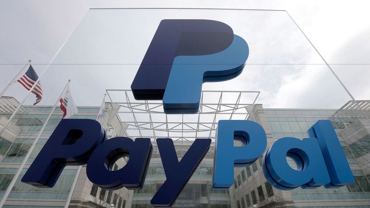 PayPal's headquarters in San Jose. The company chose not to open a facility in North Carolina due to its "bathroom bill." (Jeff Chiu / AP)