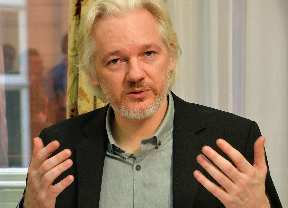 WikiLeaks founder Julian Assange, shown in August, has been holed up at the Ecuadorean Embassy in London since 2012.