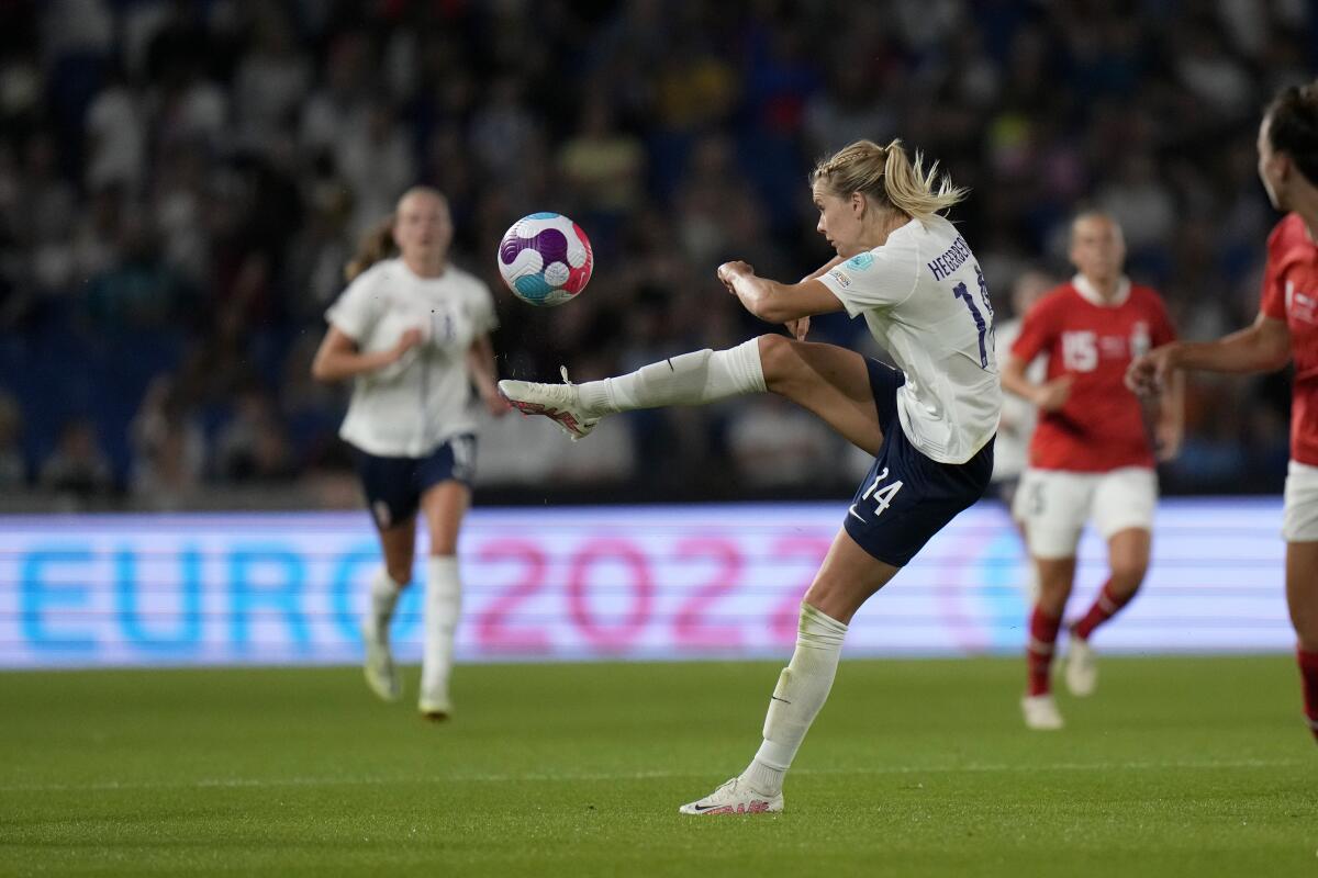 Norway's Ada Hegerberg takes a shot during a Women Euro 2022 match against Austria.