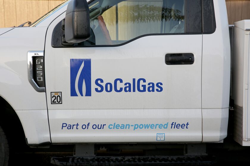 SoCal Gas Company truck on the 11600 block of Panay St. in Cypress, CA., on Friday, Jan. 6, 2023.