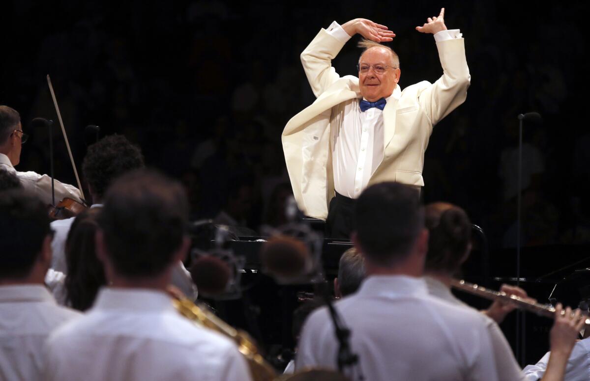 Nicholas McGegan conducts the Los Angeles Philharmonic through an all-Mozart program Thursday at the Hollywood Bowl.