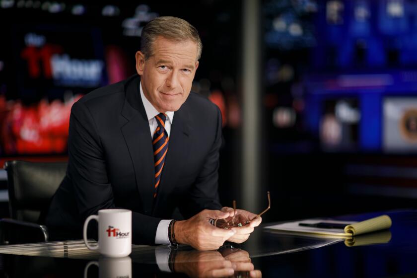 NEW YORK, N.Y. -- WEDNESDAY, OCTOBER 17, 2018: Brian Williams taping his show, "The 11th Hour with Brian Williams," in New York, N.Y., on Oct. 17, 2018. (Marcus Yam / Los Angeles Times)