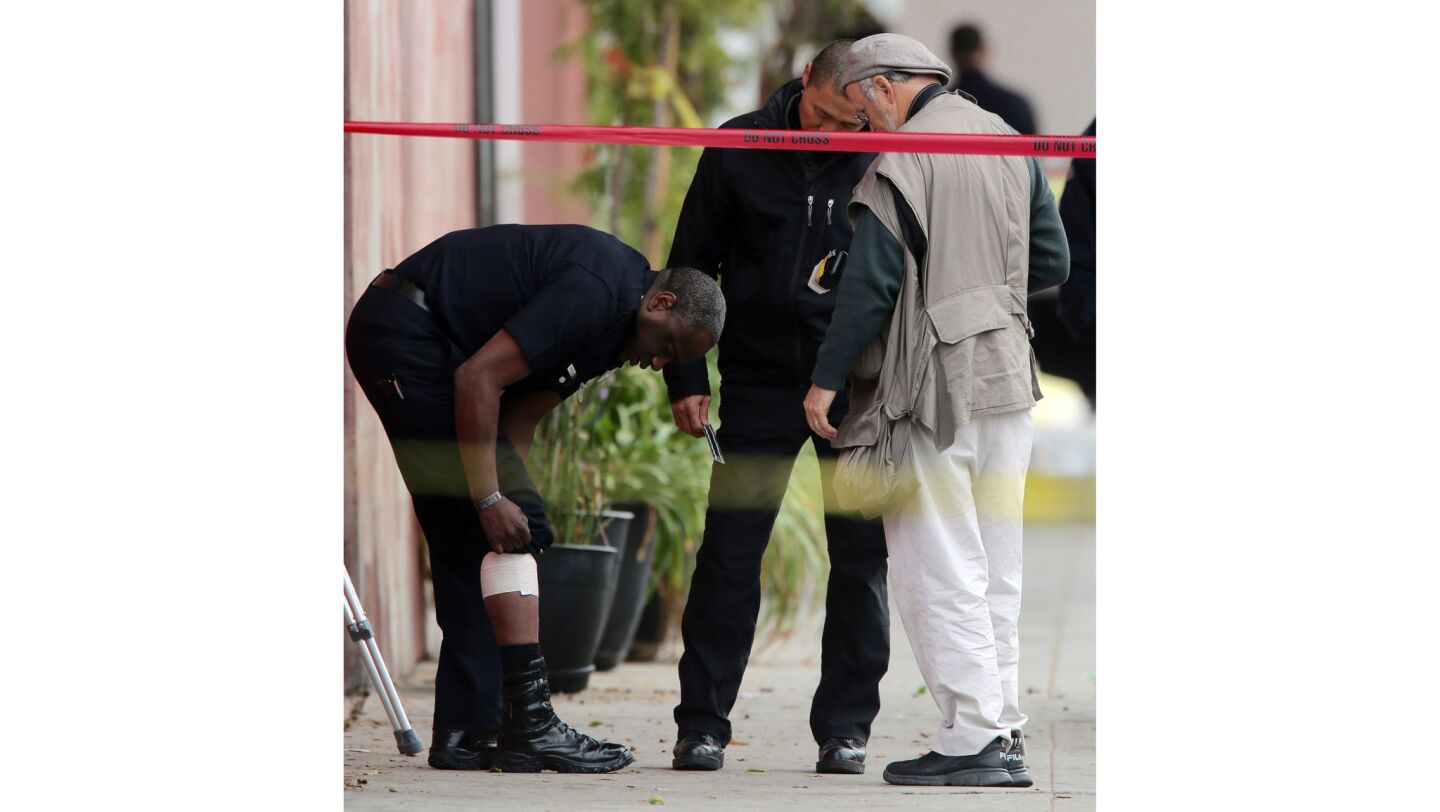 One officer suffered a leg injury in an incident in which a man was fatally shot by police in Venice on Tuesday.
