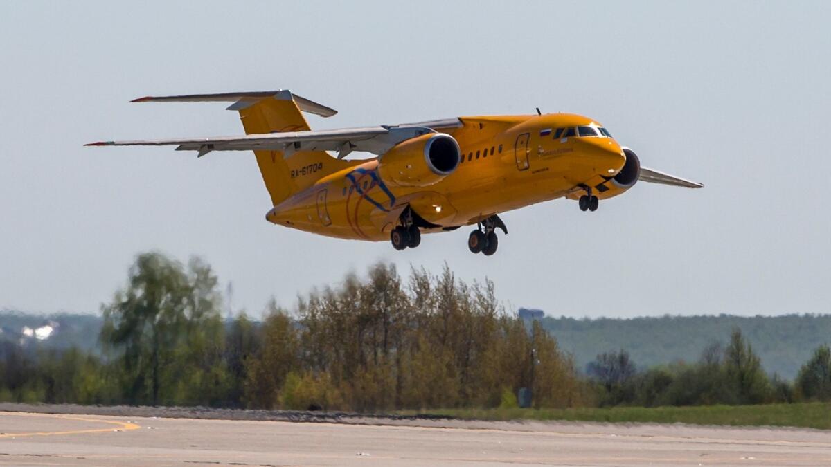 A Saratov Airlines An-148 at Domodedovo airport outside Moscow in 2017.