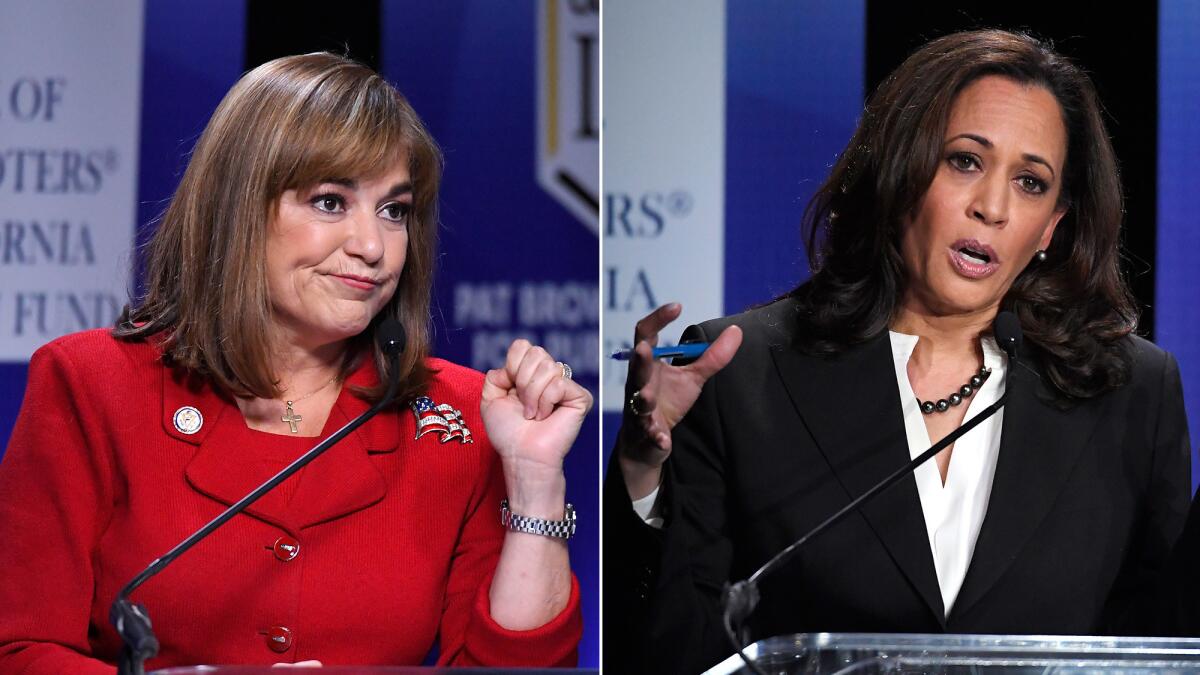 Congresswoman Loretta Sanchez, left, and California Attorney General Kamala Harris in their first and only debate.