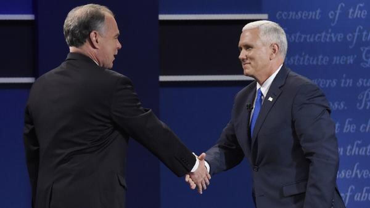 Republican Mike Pence and Democrat Tim Kaine square off at Longwood University in Farmville, Va., in the only vice presidential debate of the 2016 election.