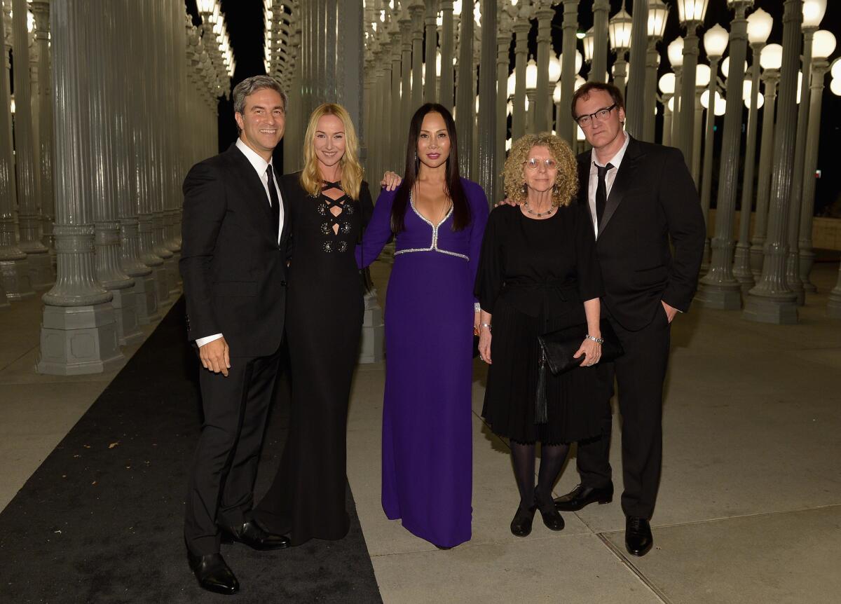 At LACMA's Art + Film Gala on Saturday are, from left, LACMA director Michael Govan, Gucci creative director Frida Giannini, Art + Film Gala co-chair Eva Chow, Barbara Kruger and Quentin Tarantino.