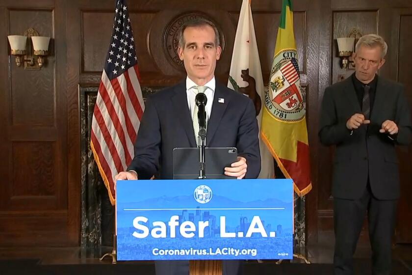 In his daily COVID-19 briefing, Los Angeles Mayor Eric Garcetti lays down plans for beginning phase two of reopening the city, what he called "baby steps forward." He detailed what businesses can reopen and issued guidelines for wearing masks while on trails or golf courses, which can reopen starting Saturday.
