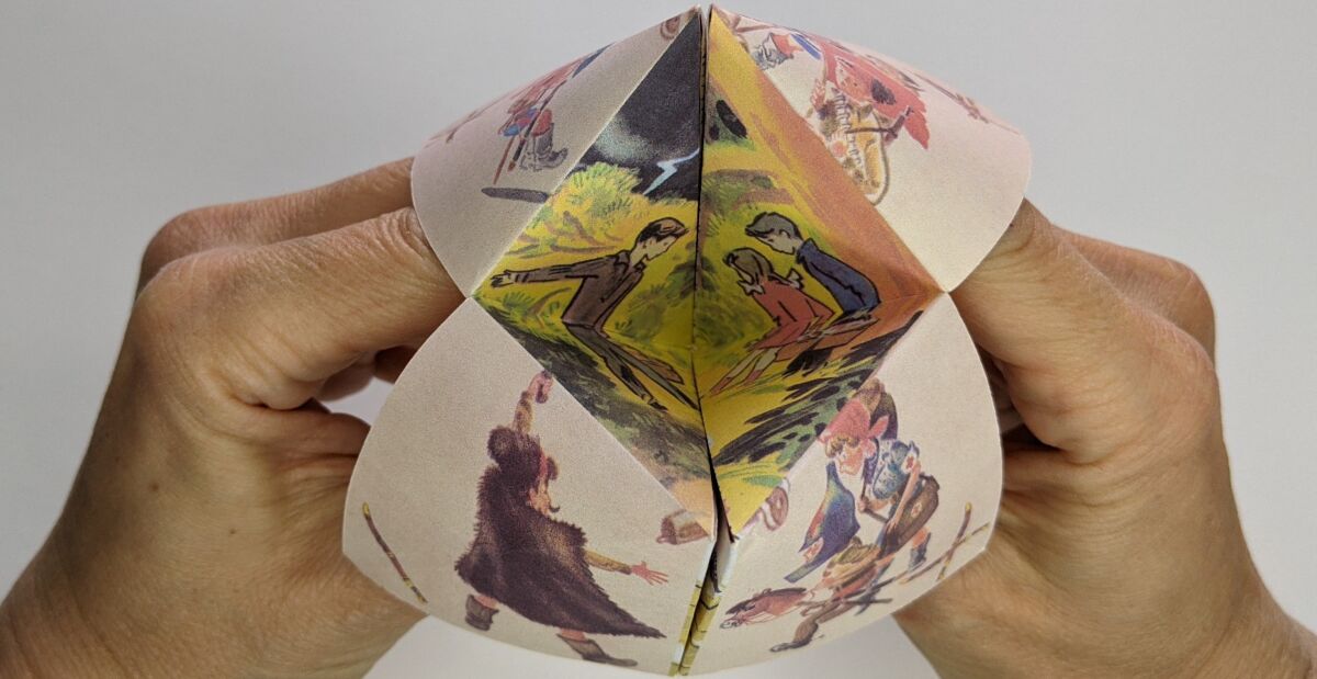 “Hide and Seek,” a paper sculpture.