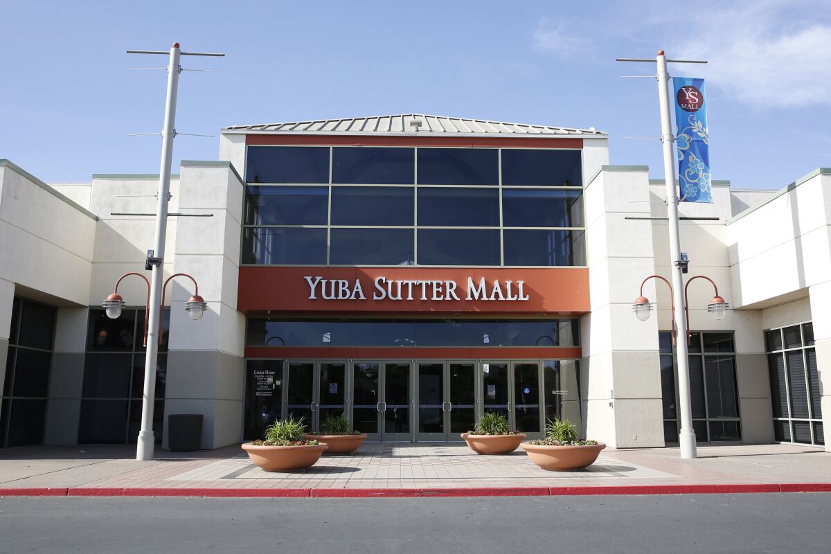 The Yuba Sutter Mall remains closed due to the coronavirus-caused mandatory shelter-in-place orders in Yuba City, Calif.