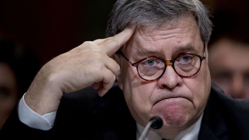 Atty. Gen. William Barr, pictured during an earlier appearance on Capitol Hill, will testify before the Senate Judiciary Committee on Wednesday.