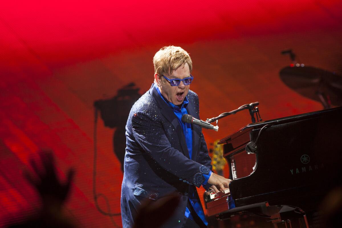 Elton John performs Saturday night at Staples Center.