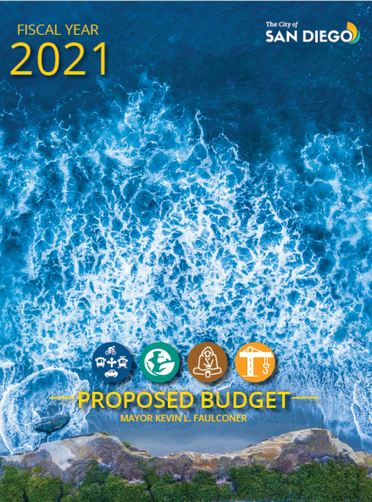 The cover image for San Diego's proposed fiscal 2021 budget.