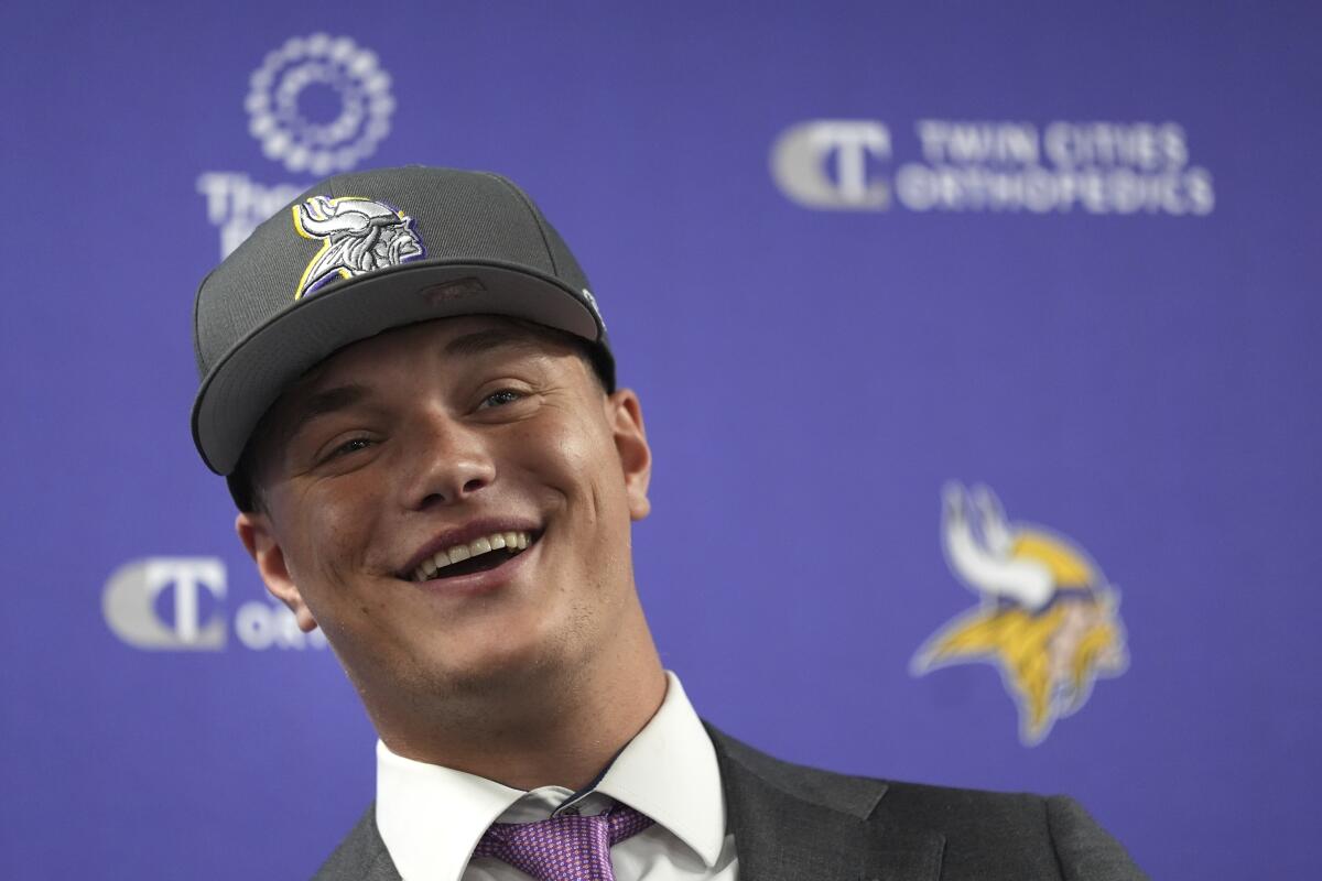 The Vikings selected J.J. McCarthy with the 10th overall pick in this year's draft.