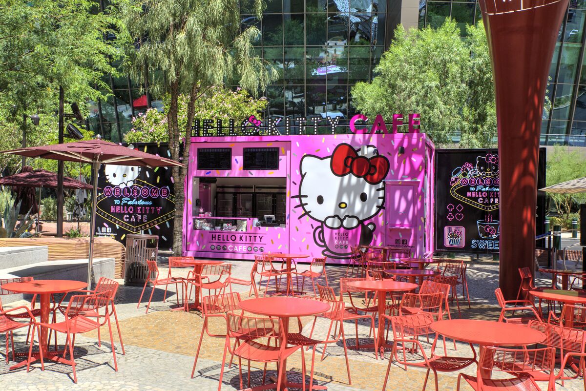 The Hello Kitty Cafe, which started as a pop-up in Las Vegas, now has a semi-permanent home in The Park, by T-Mobile Arena. 