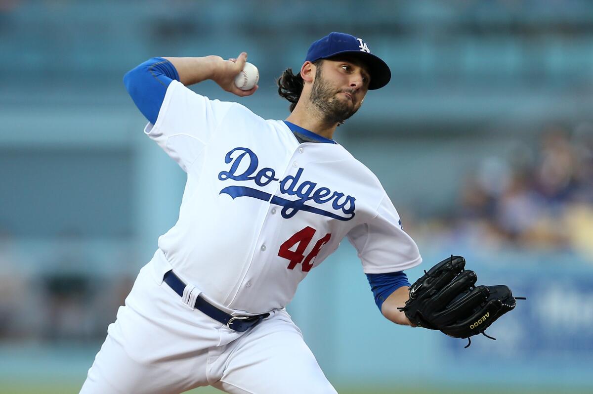 Pitcher Mike Bolsinger during his stint with the Dodgers in 2016.