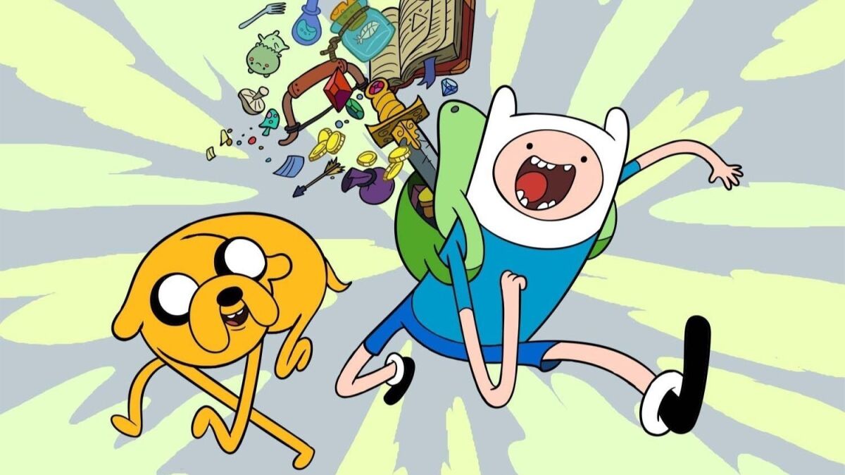 A scene from Cartoon Network's "Adventure Time." Pictured are Finn the Human voiced by Jeremy Shada and Jake the Dog voiced by John DiMaggio. Credit: Cartoon Network