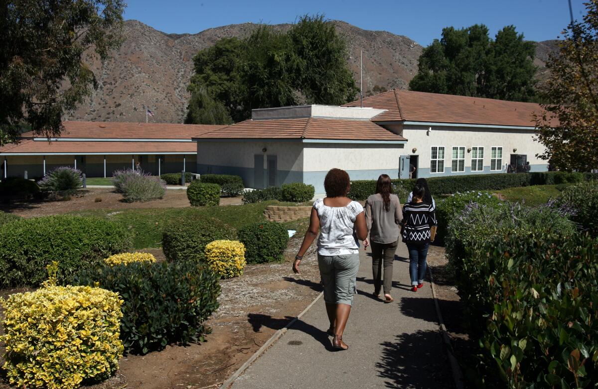 Students and teachers walked on the San Pasqual Academy campus during a class change in 2013.