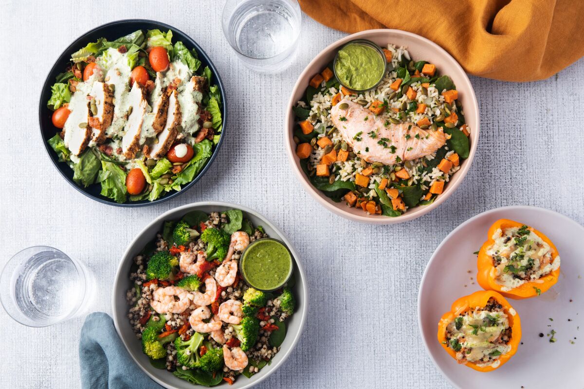 Bowled meals from Everytable meal subscription service, now available in San Diego.