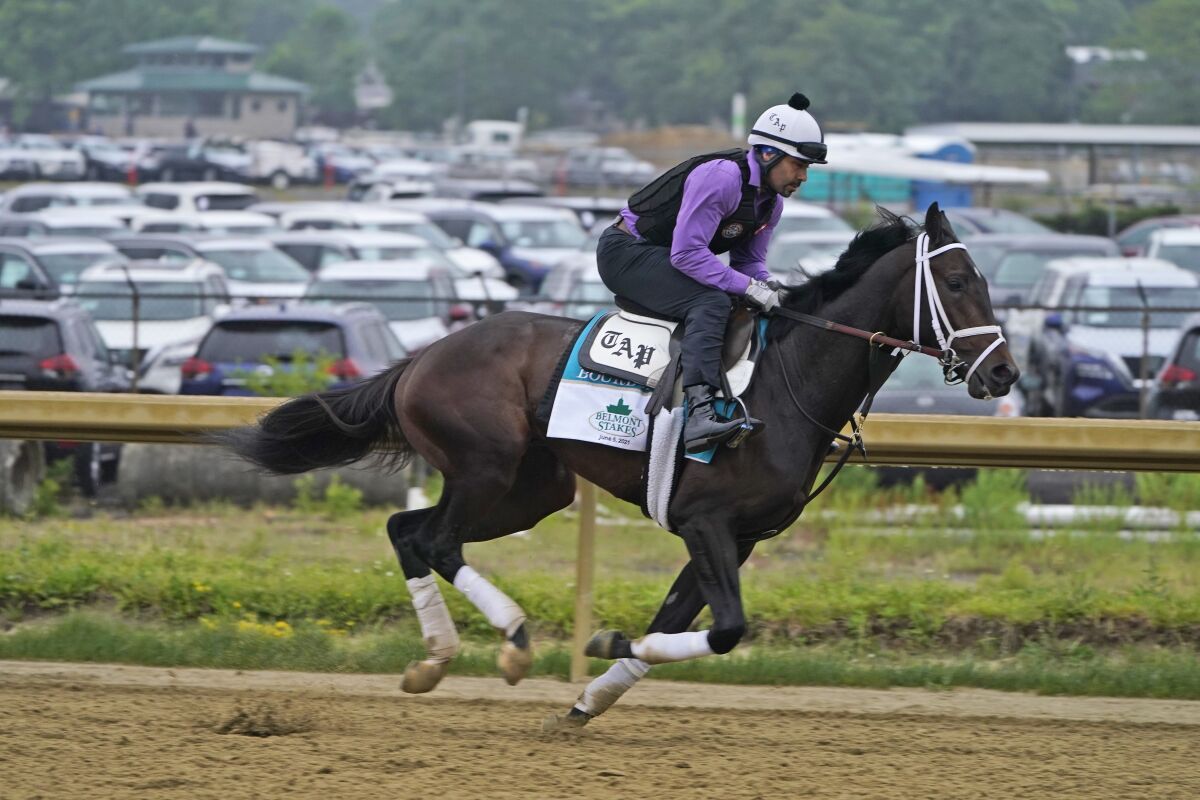 Bourbonic trains ahead of the 153rd running of the Belmont Stakes in Elmont, N.Y.